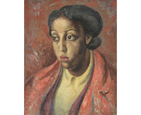 Emmanuel Levy (1900-1986) Head and shoulders portrait of a woman wearing a red coat Signed, oil on canvas, 59cm by 49cm See i
