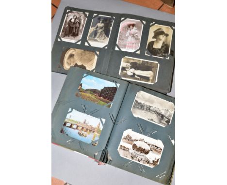 POSTCARDS, two albums containing approximately three hundred and seventy postcards, the first album contains one hundred and 