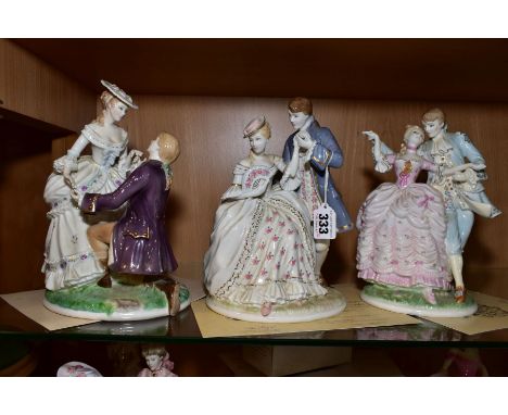 THREE ROYAL WORCESTER LIMITED EDITION FIGURE GROUPS, 'The Tryst' No341/2450, 'The Flirtation' No341/2450 and 'The Proposal' N