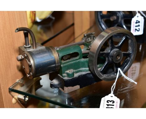 A STUART TURNER IOH HORIZONTAL SINGLE CYLINDER LIVE STEAM ENGINE, not tested, spoked flywheel (diameter approximately 7.5cm),