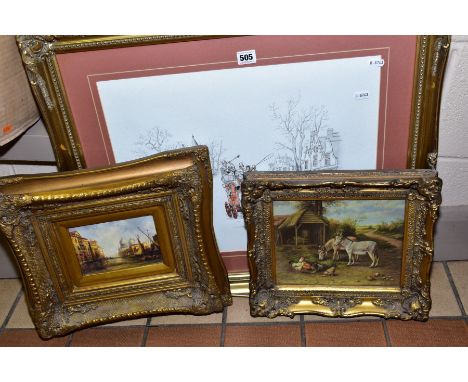 AN INK AND WATERCOLOUR WASH CONTINENTAL WINTER COACHING SCENE, signed M R Winkle, mounted, framed and glazed, approximate siz