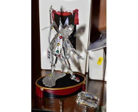 A BOXED SWAROVSKI CRYSTAL ANNUAL EDITION 1999, first piece of Masquerade trilogy 'Pierrot', with boxed stand, name stand and 