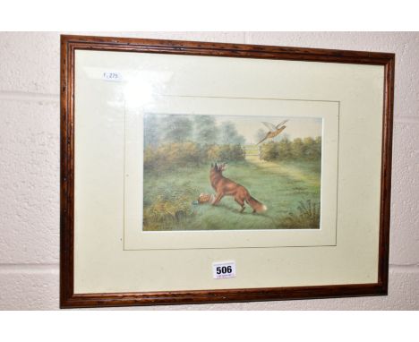 R. SEADON (LATE 19TH/EARLY 20TH CENTURY) FOXHOUNDS CHASING A FOX, signed bottom left, watercolour on paper, mounted, framed a