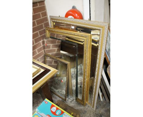 A SELECTION OF MIRRORS TO INCLUDE A GILT FRAMED OVER MANTEL EXAMPLE 