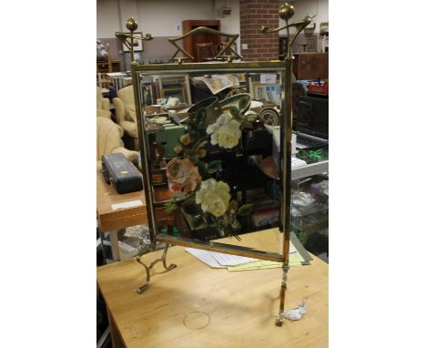 AN ART NOUVEAU PAINTED MIRRORED FIREGUARD 