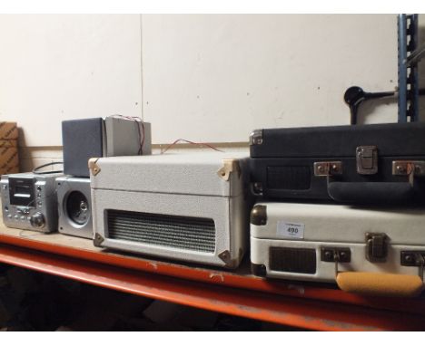 THREE CROSLEY RECORD PLAYERS PLUS A CD PLAYER