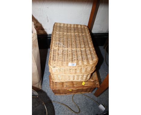 TWO WICKER HAMPER BASKETS 