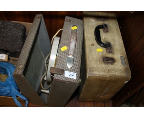 A CASED VINTAGE PHILIPS RECORD PLAYER TOGETHER WITH A VINTAGE BABYGRAM (2)