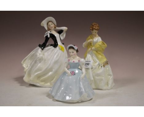 A ROYAL WORCESTER FIRST DANCE FIGURE, ROYAL DOULTON AUTUMN BREEZES FIGURE AND THE BRIDESMAID (3)