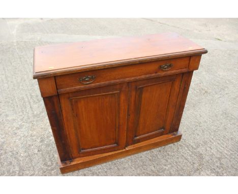 A late 19th century mahogany chiffonier, fitted one drawer over two doors, on block base, 40" wide x 14" deep x 30 1/2" high