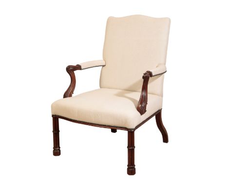 A MAHOGANY ARMCHAIR IN THE MANNER OF THOMAS CHIPPENDALE by&nbsp;Jonathan Sainsbury Ltd,&nbsp;of recent manufacture, the serpe
