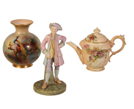 A ROYAL WORCESTER FIGURE OF A GENTLEMAN the reverse stamped "Hadley", the base with "Worcester" mark and numbered "2661",, to