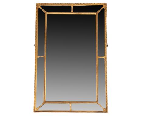 A GEORGE III STYLE GILTWOOD WALL MIRROR with marginal plate, 88cm high x 58cm wide