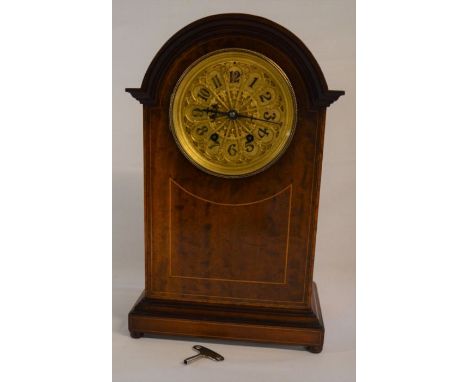 Early 20th century inlaid striking mantel clock