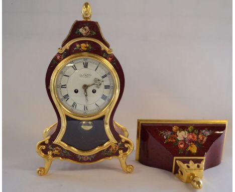 Ornate French Du Chateau lacquer bracket ting tank clock with bracket&nbsp;