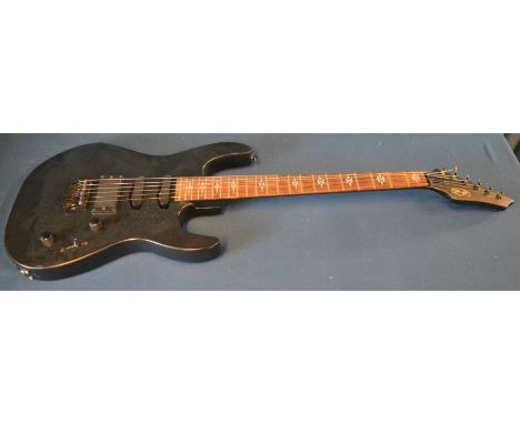 Stagg electric guitar in a home made carry case. Please note the nut/guide at the top of the neck is broken