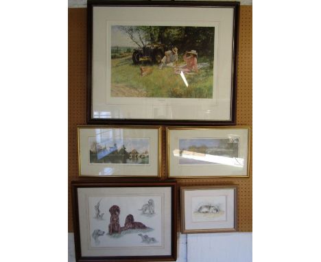 5 limited edition signed prints including 'The Four of Us' by Alan Fearnley 161/850, Nigel Hemming print of Red Setters and 2