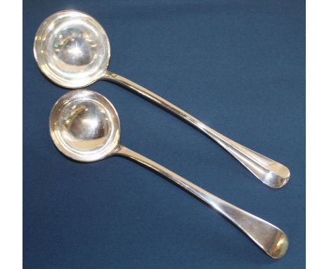 Large Victorian silver rat tail ladle, George Maudsley Jackson, London 1895 9.76 ozt &amp; Walker &amp; Hall silver plated la