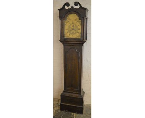 Late 18th century oak case 8 day longcase clock with brass dial, maker Sam. Bycroft, Alford