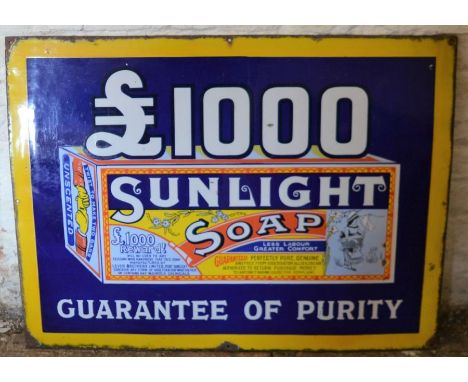 Large enamel Sunlight Soap sign L 92cm H 69cm
