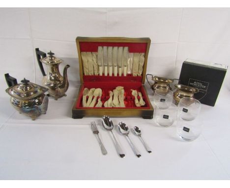 Lustabrite canteen of cutlery, Royal Worcester glasses and Viners tea and coffee set