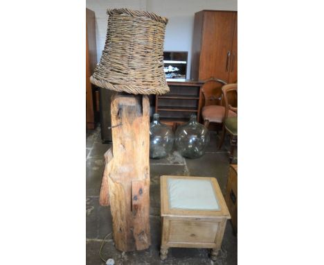Standard lamp made from a reclamation timber beam &amp; a Victorian commode