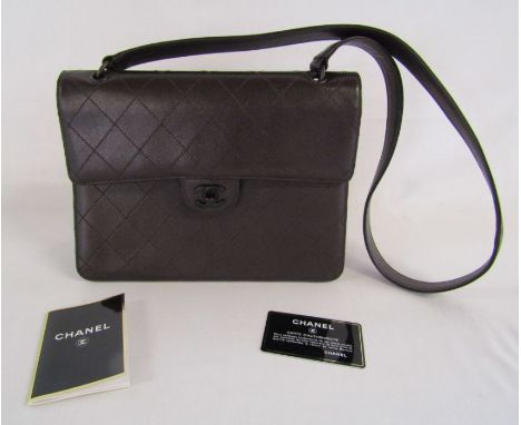 Chanel handbag 1997/99 - brown - Made in France - quilting stitched - matching code and certificate, approximately 27.5cm x 2