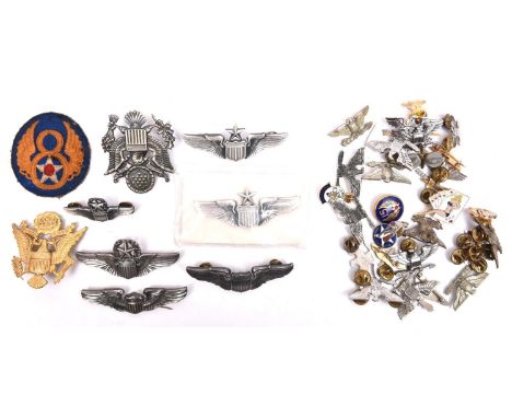 6 US Air Force qualification badges: Command Pilot with pin fitting, Senior Pilot (2), with spike and clasp fitting, Pilot (2