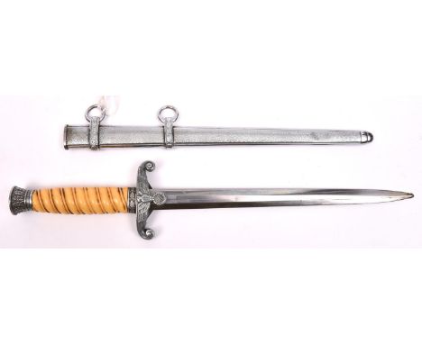 A Third Reich Army officer’s dagger, by Alcoso,Solingen, with yellow grip and polished grey metal mounts, in its polished she
