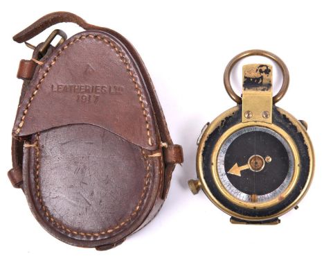 A WWI prismatic marching compass by “F-L”, number 125996, bearing broad arrow and date “1918”, the front marked “Vernier’s Pa