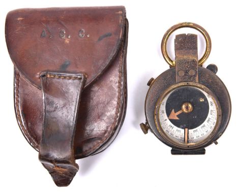A WWI officer’s private purchase prismatic marching compass, unmarked apart from the owner’s name engraved around the rim on 