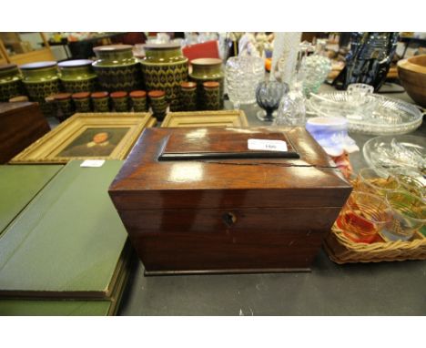 Wooden tea caddy with key