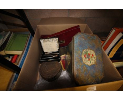 Box of Vintage Tins, Cutlery etc
