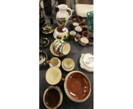 Motto ware teapot, jugs, cups, saucers &amp; bowls