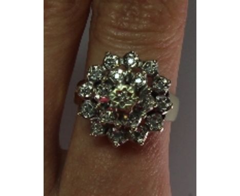 Ladies Size K Diamond Cluster Ring 9 Carat
