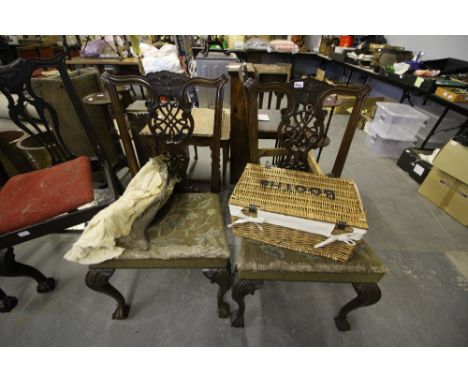 Set of 3 Victorian Mahogany Dining Chairs with Tapestry Seats (one A/F) 