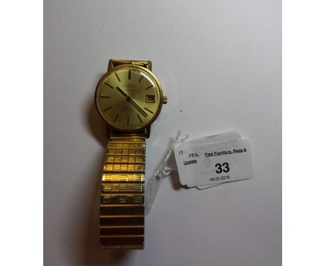 Rotary automatic gold plated gents wristwatch