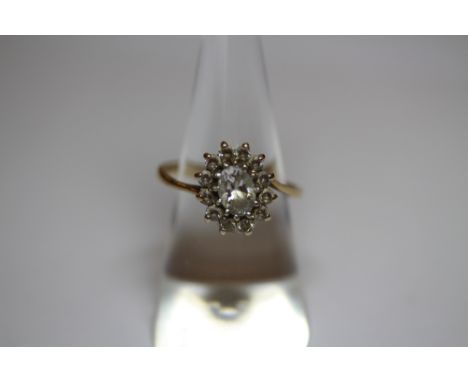 9ct Gold White Stone Cluster Ring