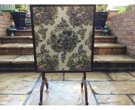 Vintage Tapestry Fire Screen/Table Combination