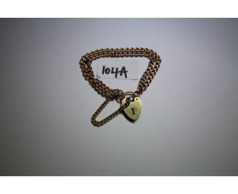 9ct gold 2 chain bracelet - heart padlock, 17.2g