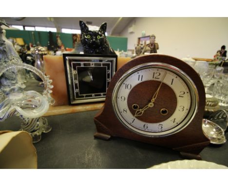 Art Deco Mantle Clock &amp; Wooden Clock