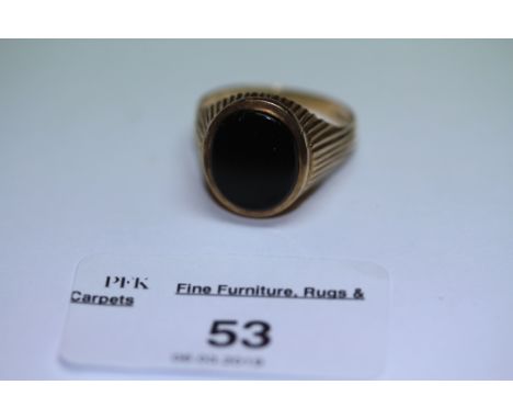 9ct Gold Black Agate Signet Ring