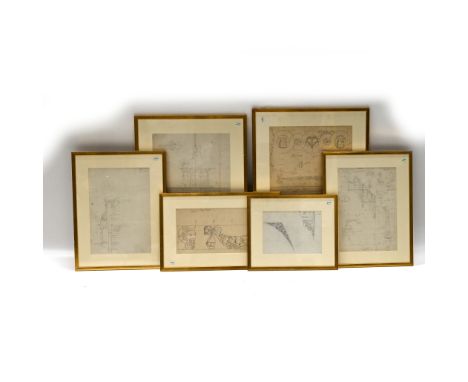 Six late 19th Century engineering drawings relating to Lambeth Palace, including the Frieze on the River Front with its ornam