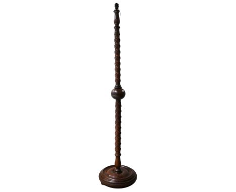 Carved Oak standard lamp base c1930's. Carved with an entwined snake to each stem. This item has been PAT tested within the l