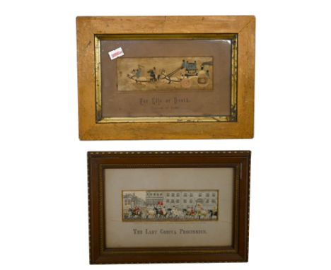 Two (2) 19th Century framed Stevengraph Silk pictures - 'The Lady Godiva Procession' &amp; 'For Life or Death' depicting an e