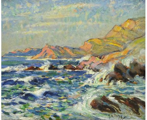 Joseph Alfred Terry (Staithes Group 1872-1939): 'Off the Coast Corsica', oil on board signed, titled verso 24.5cm x 30cm Cond