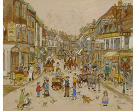 Diane Elson (British 1953-): 'Cheap Street Newbury', pen ink and watercolour signed and titled 19cm x 23cmDDS - Artist's resa