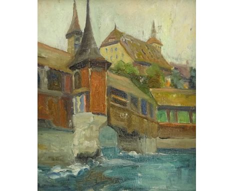 Elizabeth Campell Fisher Clay (USA 1871-1959): Bruges, oil on panel unsigned 30cm x 25cm Condition Report Click here for furt
