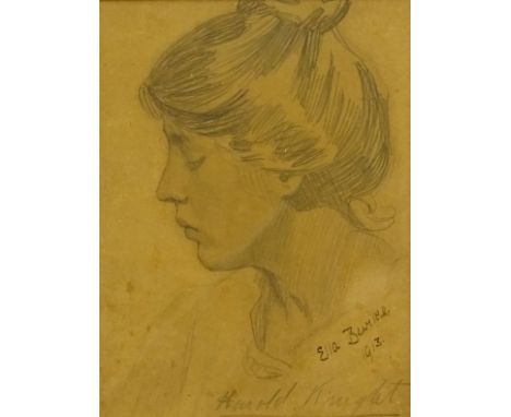Harold Knight (Staithes Group 1874-1961): 'Ella...', pencil sketch signed in pencil, titled and dated 1913 in pen 16.5cm x 13