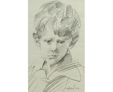Robert Lenkiewicz (British 1941-2002): Head and Shoulders Portrait of a Boy, pencil signed 27cm x 17cmProvenance: purchased f